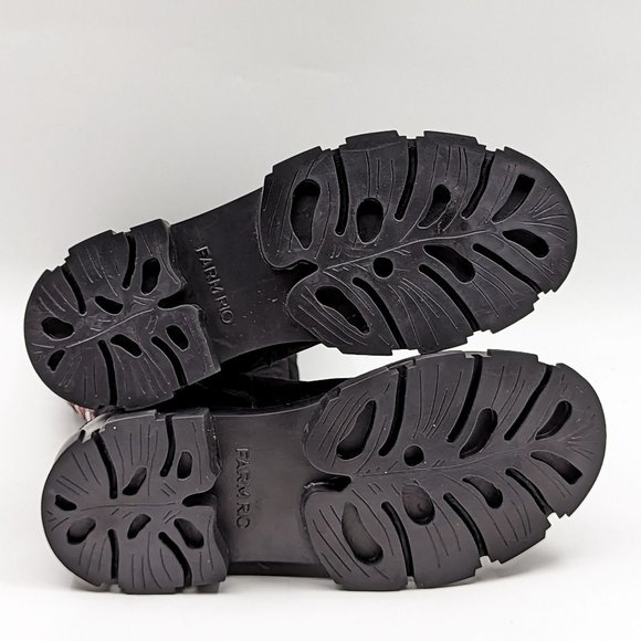 Farm Rio Women Long Black Fabric Platform Retro Round toe Knee Zip Boots size 7 - Picture 3 of 12